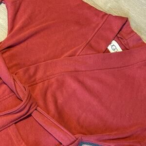 UGG Women’s Burgundy Lounge Robe Size Small Cozy Cotton Blend Belted Wrap